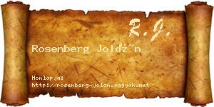 Rosenberg Jolán névjegykártya